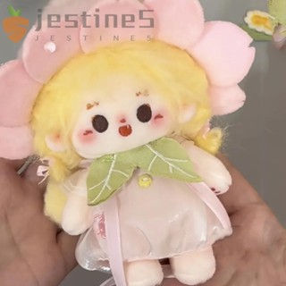 JESTINE娃娃衣服套裝,花朵帽櫻花精靈10釐米棉娃娃衣服,連衣裙有趣的帶翼娃娃裝扮套裝