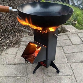 廠家直銷🔥便攜式火箭爐可折疊柴火爐戶外露營農村家用室內取暖爐燒柴爐灶具