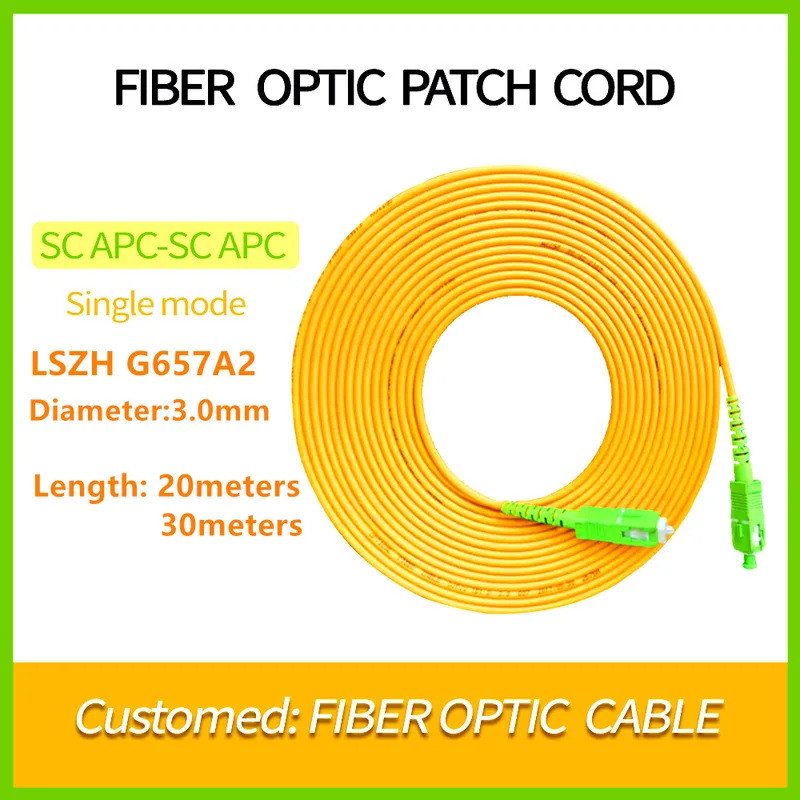 10m 15m 20m 30m 光纖 Opitc 電纜 SC/APC-SC/APC 光纖跳線 Ftth 光纖延長線