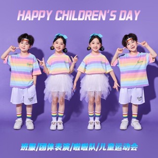 六一兒童演出服啦啦隊幼兒園閤唱可愛錶演服裝小學生朗誦卡通套裝