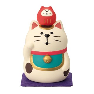 日本 DECOLE Concombre Fuku Mono系列公仔/ 頂著東西的招財貓/ 雙色貓 eslite誠品