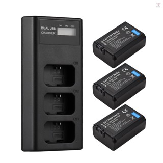 Np-fw50 電池充電器 3 槽充電器,帶 LED 指示燈 Micro USB 和 C 型埠 + 3 個 NP-FW