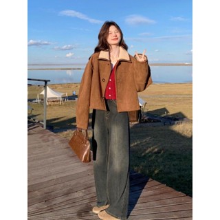 【HOT 本舖】 皮毛一體可雙面穿羊羔毛外套女小個子時尚氣質加厚短款麂皮絨上衣