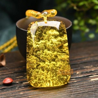 祈福 🙏🏻過香爐 開光 天然緬甸琥珀吊墜帶皮金珀毛衣鏈男女款項鍊掛墜新款無事牌 祈福 招財 開運 轉運