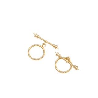 宏雲Hongyun-Ala新品-保色14K包金兩頭可粘珍珠螺紋圓環OT扣diy手鏈項鍊飾品連線扣配件