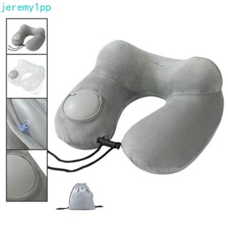 JEREMY1PP充氣旅行枕,U型柔軟的按壓讓枕頭充氣,鬆弛手壓折疊式便攜的頸部支撐墊戶外旅遊