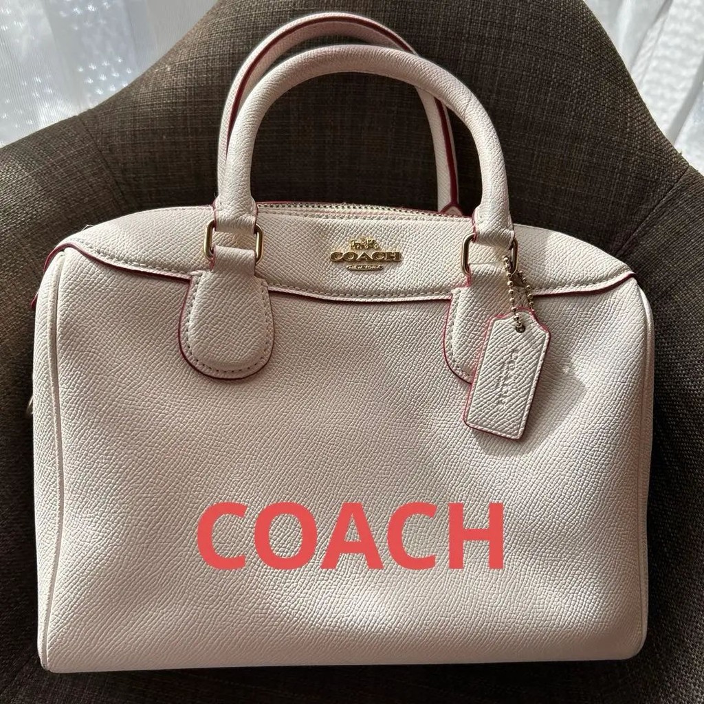 COACH 蔻馳 波士頓包 手提包 白色 紅色 mercari 日本直送 二手