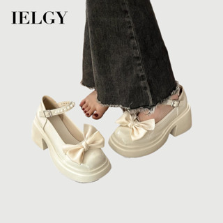 IELGY Bowknot 法式瑪麗珍皮鞋女士高跟鞋厚底