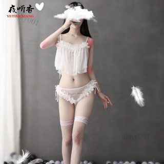 情趣內衣 性感內衣 純慾 情趣內衣性感花瓣拼接網紗睡衣透視掛脖露背誘惑蕾絲家居服 情趣睡衣 蕾絲內衣 火辣 情趣衣 性感