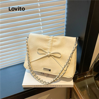 Lovito 休閒素色大容量日常通勤簡約實用可調肩帶女款小斜揹包 LFA80FX016
