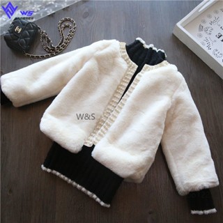 W&S /女童小香風仿皮草毛毛外套90-130cm花童禮服斗篷披肩披風外套/音樂發表禮服婚禮喜宴服