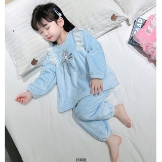 🔥臺灣熱銷🔥兒童居家服 家居服 睡衣套裝 兒童法蘭絨睡衣秋冬女童愛莎公主保暖家居服女小童寶寶秋裝珊瑚絨