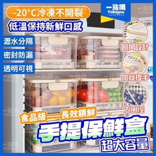【高效鎖鮮】手提保鮮盒 大容量 食物保鮮盒 露營野餐辦公便當盒 冰箱保鮮盒 手提收納盒 蔬菜水果零食保鮮盒 雜糧分裝收納