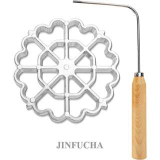 ROSETTE 金富茶模具玫瑰花鐵模具套裝帶木柄,蓮花 Bunuelos 餅乾機模具,漏斗蛋糕機烹飪郵票機套件