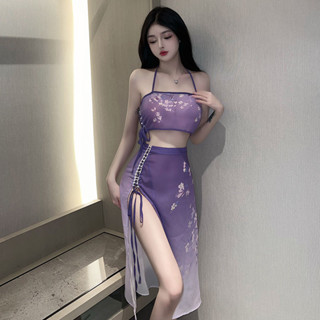 性感女睡衣中式復古純欲國風套裝吊帶旗袍露背性感漢服角色扮演