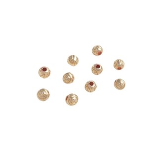 宏雲Hongyun-Ala新品-銅包14k真金保色三面刻笑臉圓珠4mm手工串手鍊戒指diy散珠配件