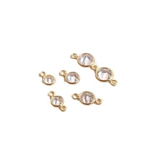 宏雲Hongyun-Ala新品-14K包金保色閃亮鋯石水晶圓形吊墜耳飾品耳吊diy雙吊手鏈首飾配飾