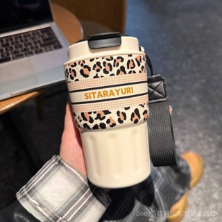 [促銷商品 現貨速髮]SITARAYURI保溫杯女簡約3D豹紋咖啡杯時尚簡約辦公室不銹鋼水杯子