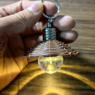 發光燈泡鑰匙扣LED白光黃光七彩光帶閃爍小禮品玩具贈品帶燈罩小燈泡新奇吊飾飾品