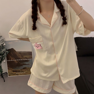 【現貨】loopy小海狸睡衣女夏季天新款短袖ins日系簡約學生家居服套裝外穿