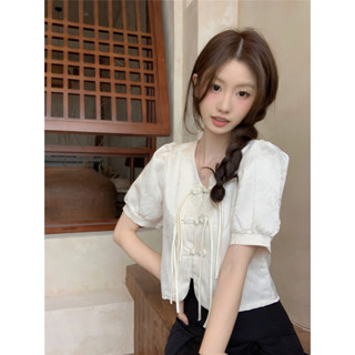 【HOT 本舖】 短袖襯衫女新款夏季獨特漂亮小衫新中式國風法式氣質上衣