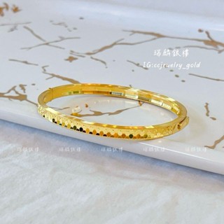 《金瑞麟金飾》蜂巢卡扣手環 (開口式) 固定手圍 黃金手環 純金9999