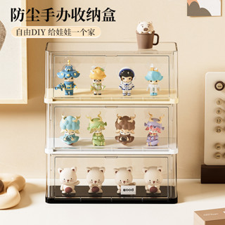 🎉臺灣熱賣🎉桌麵玩具收納展示盒透明防塵翻蓋收納盒電腦桌擺件公仔個性展示櫃🎉全館下殺🎉03