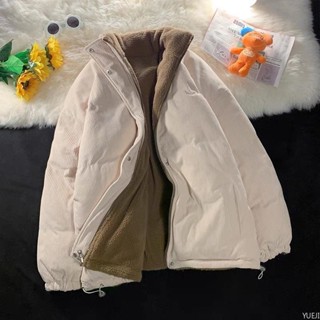 桃園出貨❀燈芯絨外套 兩面穿羔羊毛外套女 秋冬新款百搭寬鬆刷毛加厚棉衣棉服 大尺碼外套 女生外套 羽絨棉服 棉衣 外套女