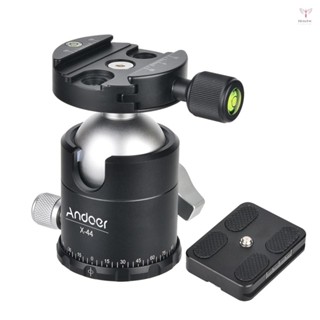 Toyutw)andoer X-44S 鋁合金球頭球頭三腳架雲臺獨腳架雲臺全景球頭帶快裝板 1/4 英寸螺絲固定座,適用
