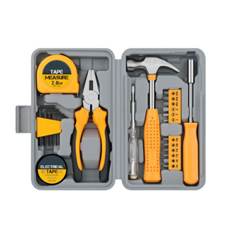 24 件裝女士家用 DIY 工具套件,迷你工具箱套裝入門基本女士工具,適用於家庭辦公室維護和維修,黃色