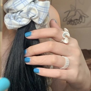 🤍小心思 Meet again韓版海浪裙襬花邊銀白色百搭開口戒指 女ins小眾設計潮 韓系戒指 ins風戒指