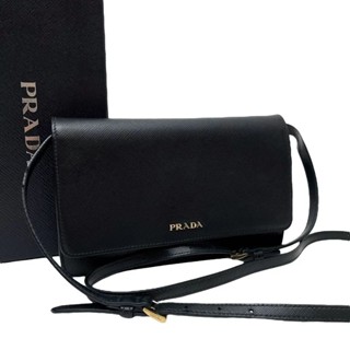 PRADA 肩揹包 Saffiano皮革 皮革 黑色 mercari 日本直送 二手