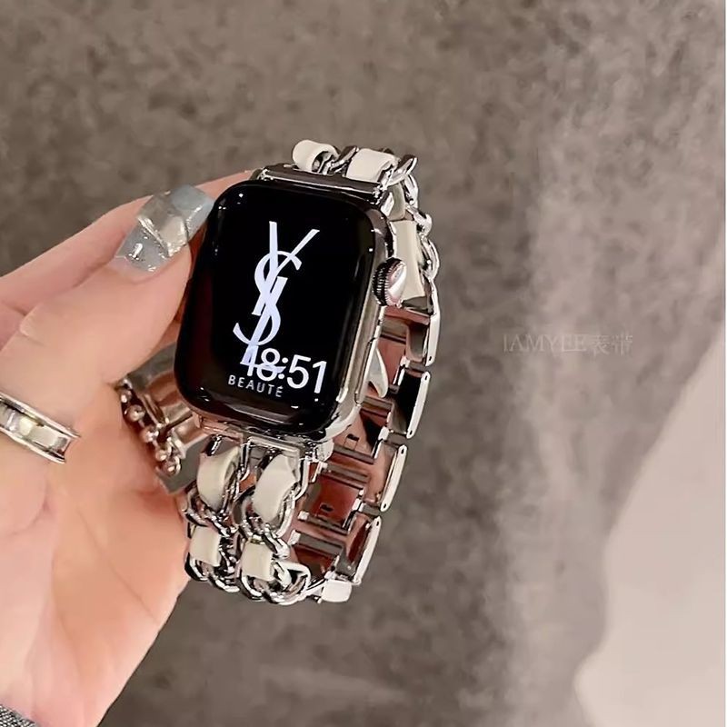 免運錶帶女士 華強北s10手金屬小香風蘋果iwatch9/8/7/6/5se錶鏈ultra適用