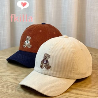 FKILLA棒球帽,繡花熊燈心絨旅行遮陽帽,可調節的寬帽簷透氣的戶外運動帽