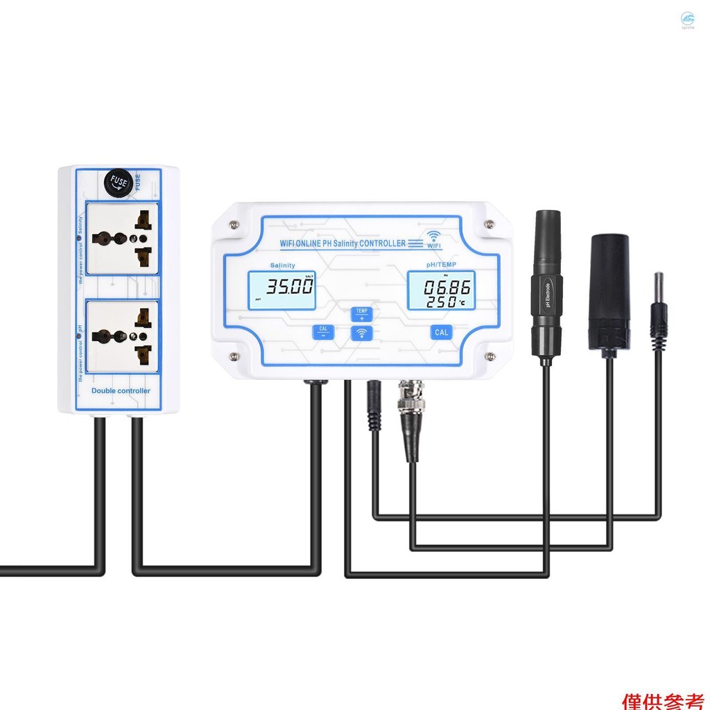 Crtw 3 合 1 pH/鹽度/TEMP 水質檢測儀 pH/TEMP-鹽度控制器 14.00pH 值 0-199.9p