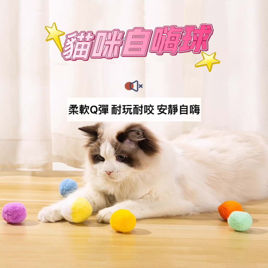 （新北出貨 快速出貨）靜音球 貓咪自嗨球 寵物玩具球  貓咪自嗨靜音彈力球 毛絨玩具球 逗貓玩具