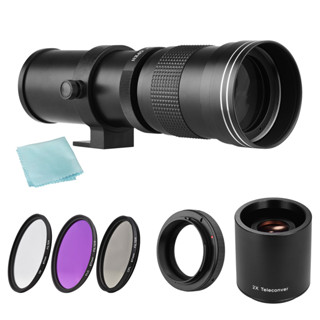 相機鏡頭相機 MF 超長焦變焦鏡頭 F/8.3-16 420-800mm T 卡口 + UV/CPL/FLD 濾鏡套裝
