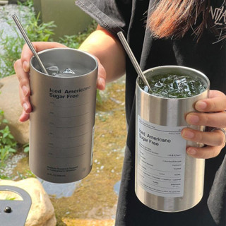 大容量咖啡杯保溫杯女生杯子ins高顏值吸管杯小眾冰美式便攜水杯便攜
