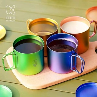 純鈦水杯01019 KEITH鎧斯 馬克杯 可燒水 400毫升 戶外咖啡杯子 家用辦公鈦茶杯 鈦杯 純鈦水杯