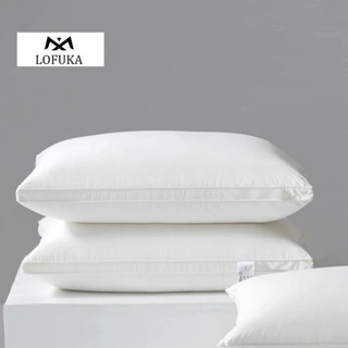 Lofuka 冬季 100% 鵝絨枕頭白色防羽棉套護頸床上用品 3D 風格大號特大號睡眠床枕頭