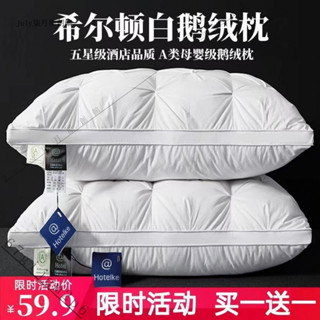 臺灣出貨#希爾頓五星級專用酒店枕頭羽絨95鵝絨枕芯頸椎單人睡眠傢用一對