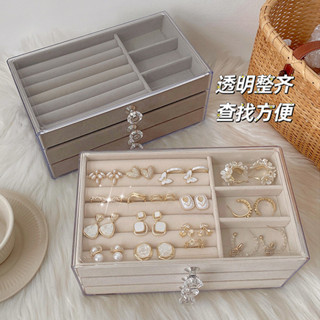 現貨ღ項鏈架子ღ 首飾品收納盒 多層透明亞克力絨布大珠寶髮飾收拾項鏈耳環釘展示架