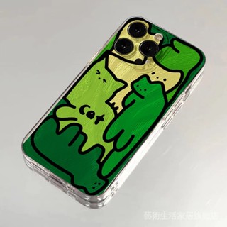 新品特價✨【防摔保護】綠色貓咪適用小米14/CIVI3手機殻紅米K70/K60透明NOTE12TURBO防摔