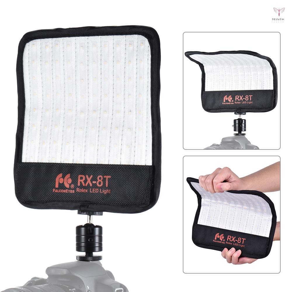 Falconeyes RX-8T 16W 迷你 LED 燈可調光 5600K CRI94 柔性布相機燈日光防濺視頻工作室