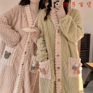 🔥免運🔥浴袍 睡衣 加絨加厚 冬天浴袍 毛絨睡衣女鼕季珊瑚絨加厚加絨鞦鼕長款睡袍可愛浴袍晨袍卡通睡裙