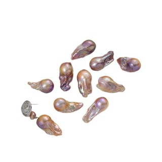 宏雲Hongyun-Ala新品-天然巴洛克幻彩極光粉紫色珍珠天鵝魚尾異形通孔散珠diy手作材料