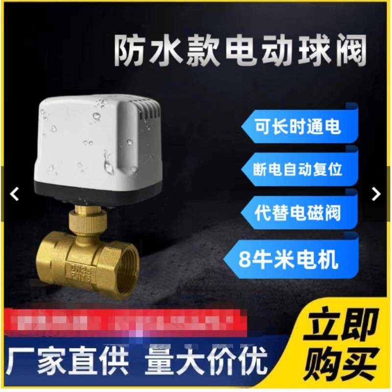 上新*推薦防水電動閥220V24太陽能4分6分純銅絲扣二通球閥閥門微型電動水閥可開票vnc