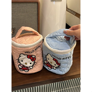 【008的生活市集】馬卡龍kitty可愛愛心泡泡棉水桶化妝包 便攜手提收納包 雜物包