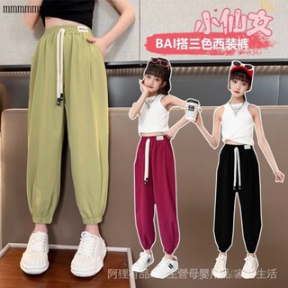 💥臺灣出貨💥 【93%好評率】單/兩件 女童夏季薄款運動褲中大童洋氣寬松防蚊褲九分褲燈籠長褲
