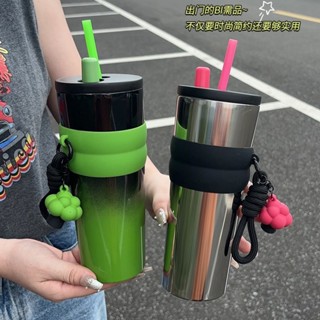 吸管杯高顏值大麥克保溫杯不鏽鋼大容量外出隨手水杯